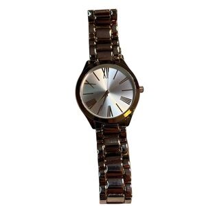 INC International Concepts Rose Gold Watch Metallic Bracelet 3-hand Quartz Clasp